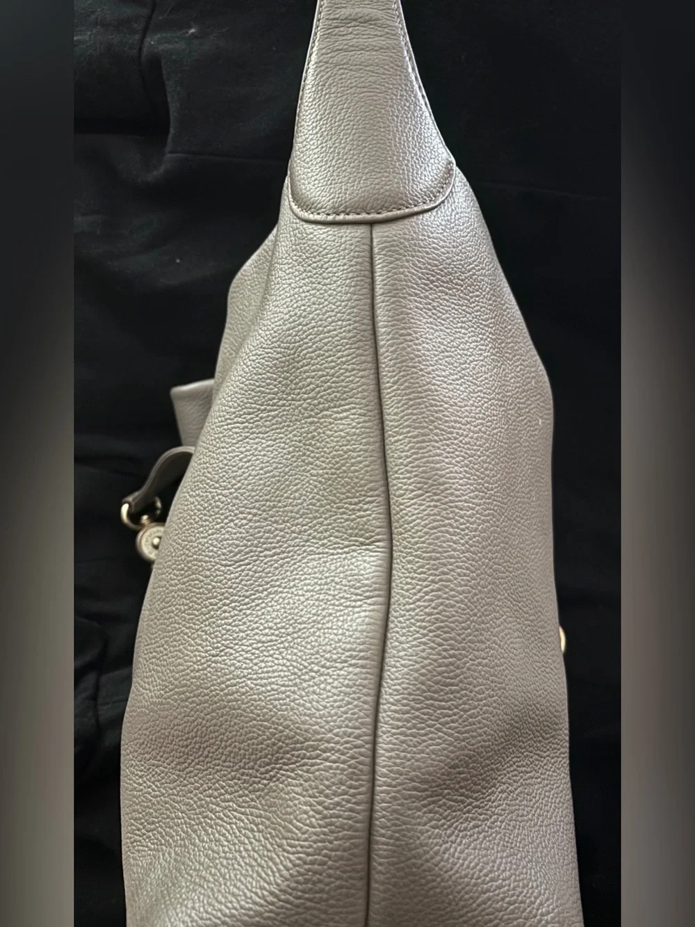 Dooney & Bourke Pebbled Leather Hobo Shoulder Bag With Duck Logo Clasp